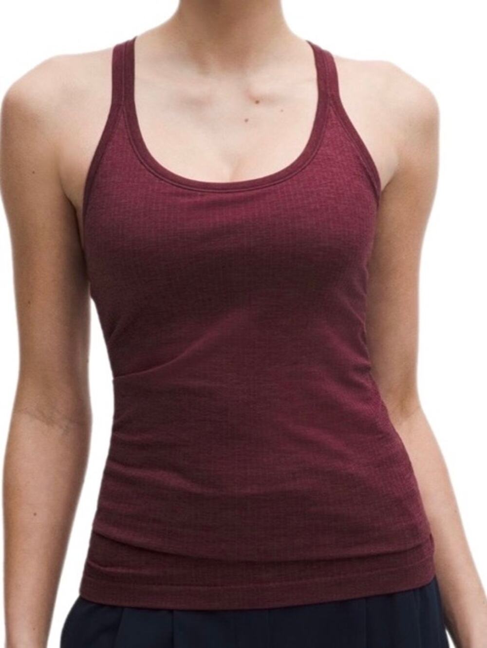 Lululemon Ebb to Street Burgundy Ribbed Scoop Neck Racerback Tank Top Size 4